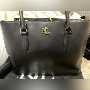 BRAND NEW: Ralph Lauren Black Tote with Gold Accents
